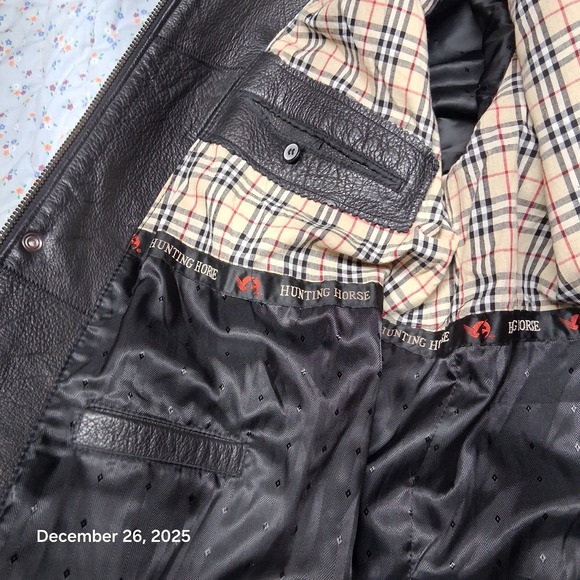 VTG EUC Hunting Horse Black Lined Leather Jacket Size 2XL Heavyweight Italian - Picture 11 of 14